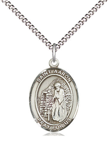 Extel Medium Oval Pewter St. Aaron Pendant with 18" chain, Made in USA