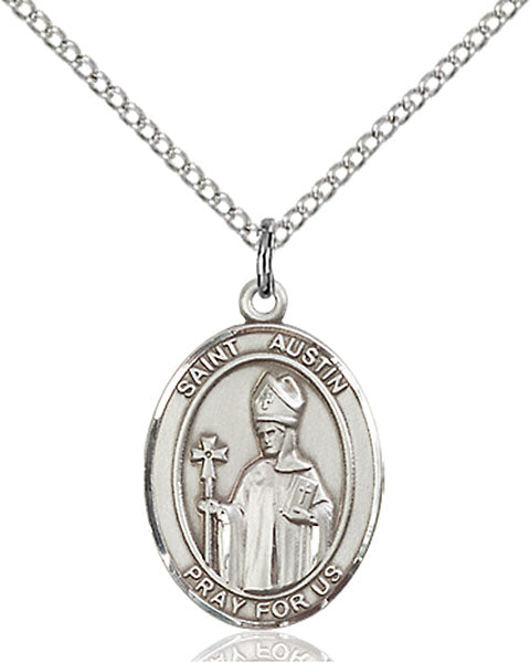 Extel Medium Oval Sterling Silver St. Austin Pendant with 18" chain, Made in USA