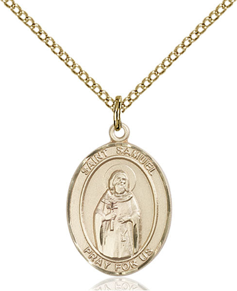 Extel Medium Oval  14kt Gold Filled St. Samuel Pendant with 18" chain, Made in USA