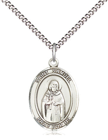 Extel Medium Oval Pewter St. Samuel Pendant with 18" chain, Made in USA
