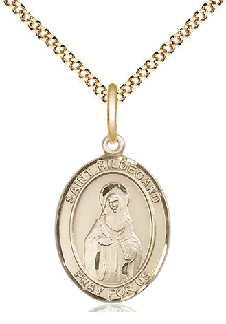 Extel Medium Oval  14kt Gold Filled St. Hildegard Von Bingen Pendant with 18" chain, Made in USA