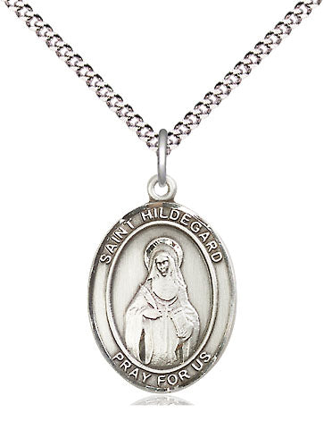 Extel Medium Oval Pewter St. Hildegard Von Bingen Pendant with 18" chain, Made in USA
