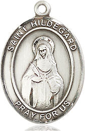 Extel Medium Oval Sterling Silver St. Hildegard Von Bingen Pendant with 18" chain, Made in USA