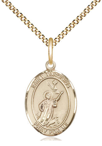 Extel Medium Oval  14kt Gold Filled St. Tarcisius Pendant with 18" chain, Made in USA
