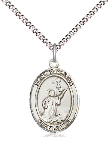 Extel Medium Oval Pewter St. Tarcisius Pendant with 18" chain, Made in USA