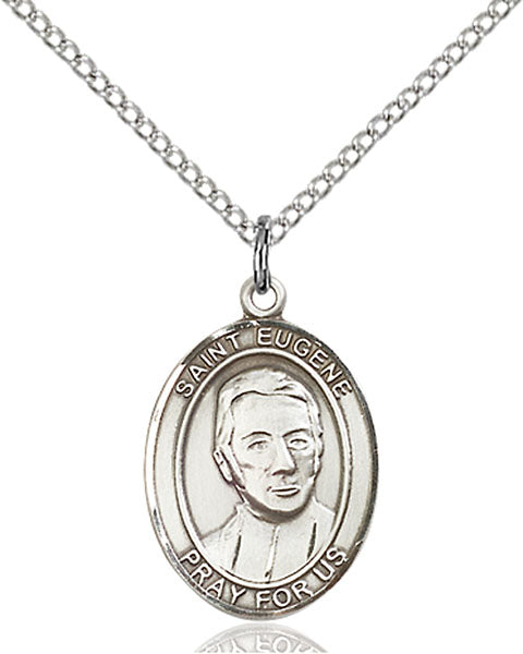 Extel Medium Oval Sterling Silver St. Eugene de Mazenod Pendant with 18" chain, Made in USA