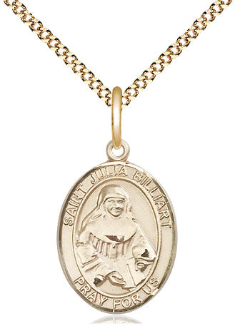 Extel Medium Oval  14kt Gold Filled St. Julia Billiart Pendant with 18" chain, Made in USA