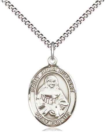 Extel Medium Oval Pewter St. Julia Billiart Pendant with 18" chain, Made in USA