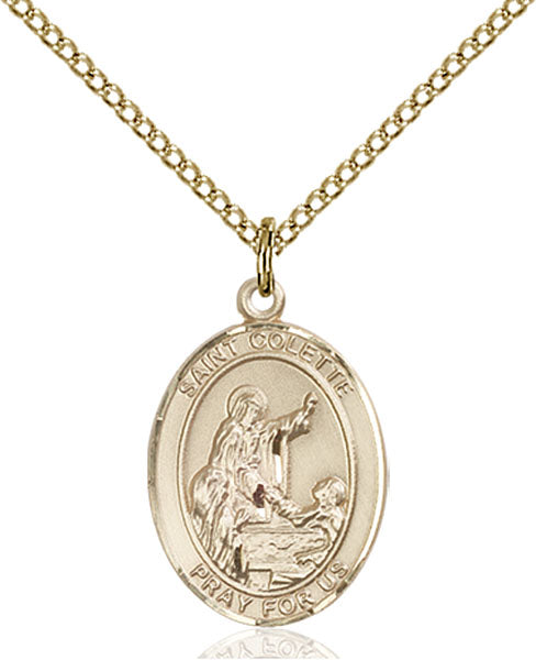 Extel Medium Oval  14kt Gold Filled St. Colette Pendant with 18" chain, Made in USA
