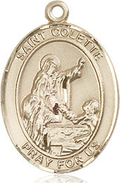 Extel Medium Oval  14kt Gold Filled St. Colette Pendant with 18" chain, Made in USA