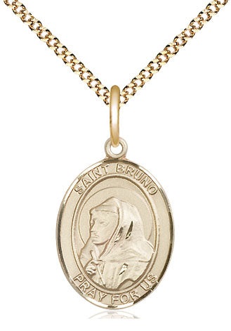 Extel Medium Oval  14kt Gold Filled St. Bruno Pendant with 18" chain, Made in USA