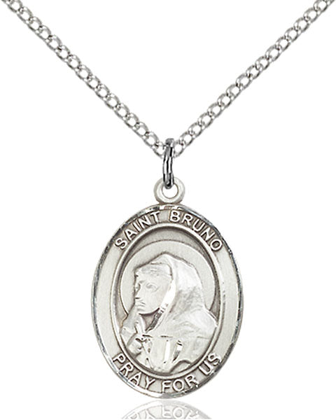 Extel Medium Oval Sterling Silver St. Bruno Pendant with 18" chain, Made in USA