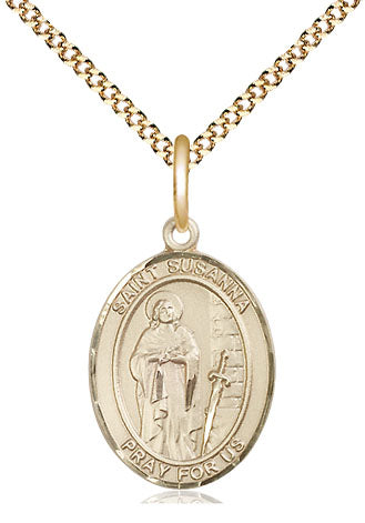 Extel Medium Oval 14Kt Gold Filled St. Susanna  with 18" chain, Made in USA