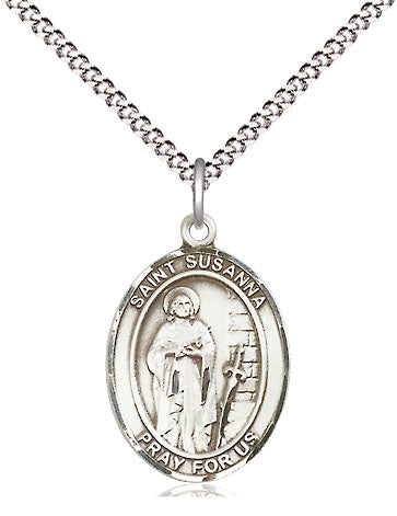 Extel Medium Oval Pewter St. Susanna Pendant with 18" chain, Made in USA