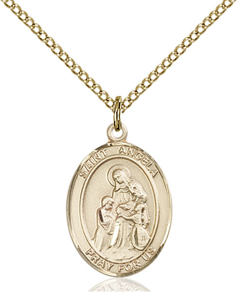 Extel Medium Oval  14kt Gold Filled St. Angela Merici Pendant with 18" chain, Made in USA