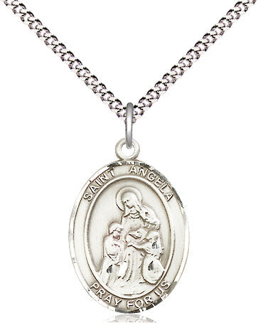 Extel Medium Oval Pewter St. Angela Merici Pendant with 18" chain, Made in USA