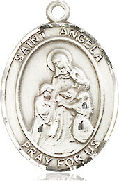 Extel Medium Oval Pewter St. Angela Merici Pendant with 18" chain, Made in USA