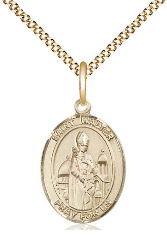 Extel Medium Oval 14Kt Gold Filled St. Walter of Pontoise  with 18" chain, Made in USA