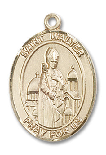 Extel Medium Oval 14kt Gold Filled St. Walter of Pontnoise Medal, Made in USA