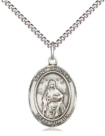 Extel Medium Oval Pewter St. Deborah Pendant with 18" chain, Made in USA