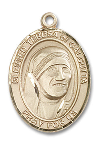 Extel Medium Oval 14kt Gold Filled Saint Teresa of Calcutta Medal, Made in USA