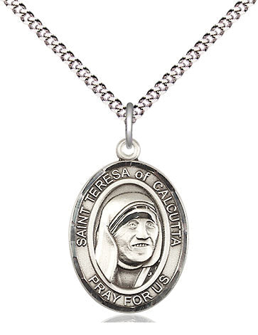Extel Medium Oval Pewter Saint Teresa of Calcutta Pendant with 18" chain, Made in USA