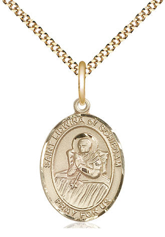 Extel Medium Oval  14kt Gold Filled St. Lidwina of Schiedam Pendant with 18" chain, Made in USA