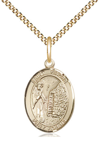 Extel Medium Oval 14Kt Gold Filled St. Fiacre  with 18" chain, Made in USA