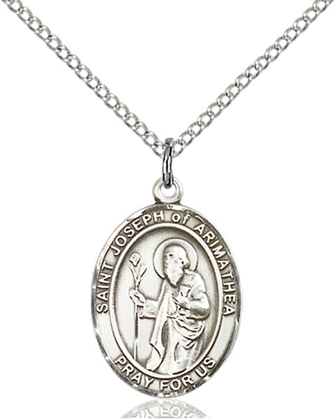 Extel Medium Oval Sterling Silver St. Joseph of Arimathea Pendant with 18" chain, Made in USA