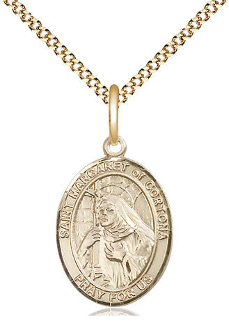 Extel Medium Oval 14Kt Gold Filled St. Margaret of Cortona  with 18" chain, Made in USA