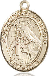 Extel Medium Oval 14kt Gold Filled St. Margaret of Cortona Medal, Made in USA