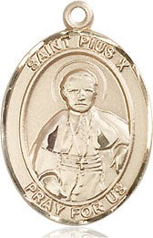 Extel Medium Oval 14kt Gold Filled St. Pius X Medal, Made in USA