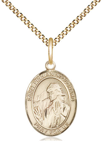 Extel Medium Oval 14Kt Gold Filled St. Finnian of Clonard  with 18" chain, Made in USA