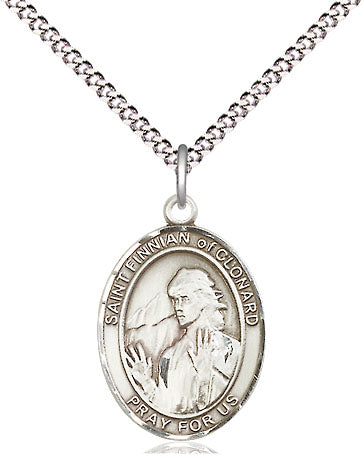 Extel Medium Oval Pewter St. Finnian of Clonard Pendant with 18" chain, Made in USA