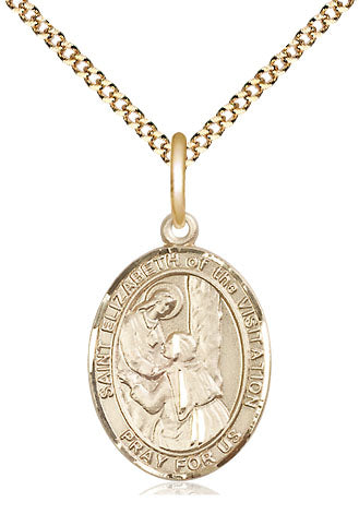 Extel Medium Oval  14kt Gold Filled St. Elizabeth of the Visitation Pendant with 18" chain, Made in USA