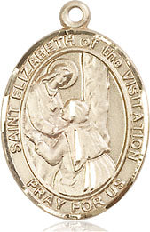 Extel Medium Oval 14kt Gold Filled St. Elizabeth of the Visitation Medal, Made in USA