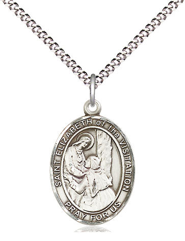 Extel Medium Oval Pewter St. Elizabeth of the Visitation Pendant with 18" chain, Made in USA