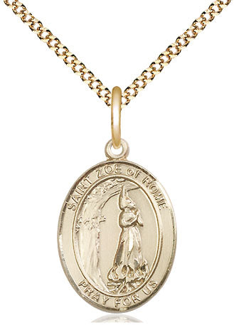 Extel Medium Oval  14kt Gold Filled St. Zoe of Rome Pendant with 18" chain, Made in USA