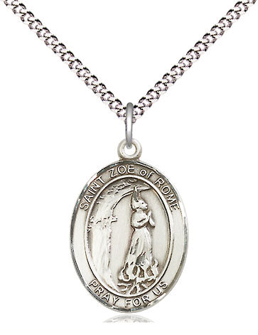 Extel Medium Oval Pewter St. Zoe of Rome Pendant with 18" chain, Made in USA