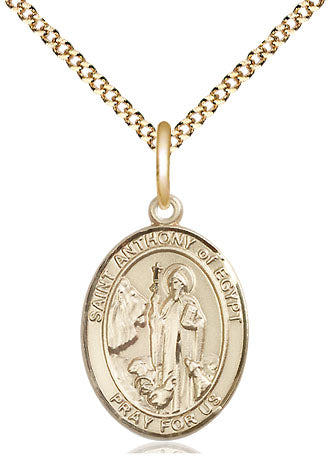 Extel Medium Oval  14kt Gold Filled St. Anthony of Egypt Pendant with 18" chain, Made in USA