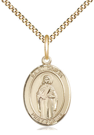Extel Medium Oval  14kt Gold Filled St. Odilia Pendant with 18" chain, Made in USA