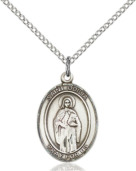Extel Medium Oval Sterling Silver St. Odilia Pendant with 18" chain, Made in USA