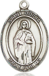 Extel Medium Oval Sterling Silver St. Odilia Pendant with 18" chain, Made in USA