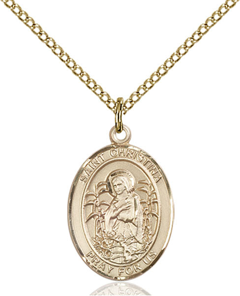 Extel Medium Oval  14kt Gold Filled St. Christina the Astonishing Pendant with 18" chain, Made in USA