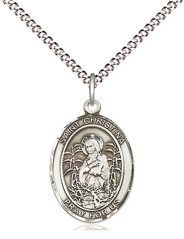 Extel Medium Oval Pewter St. Christina the Astonishing Pendant with 18" chain, Made in USA