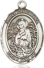 Extel Medium Oval Pewter St. Christina the Astonishing Pendant with 18" chain, Made in USA