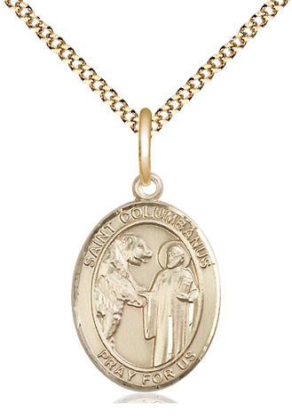 Extel Medium Oval  14kt Gold Filled St. Columbanus Pendant with 18" chain, Made in USA