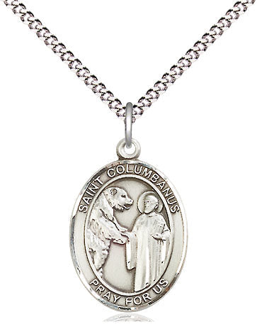 Extel Medium Oval Pewter St. Columbanus Pendant with 18" chain, Made in USA