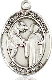 Extel Medium Oval Pewter St. Columbanus Pendant with 18" chain, Made in USA