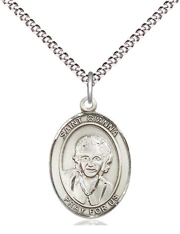 Extel Medium Oval Pewter St. Gianna Pendant with 18" chain, Made in USA